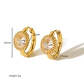 French luxury gold stainless steel hoop earrings with yellow zircon crystals - Oval Style (TE6512)