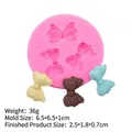 Pink silicone mold with three bowknot shapes for fondant baking and DIY crafts - 2# Bow / Pink