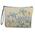 Beauty case floreale con motivo a iris blu e cinturino nero su sfondo bianco puro - Stile Floreale Iris 3 (Style 3)
