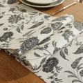 Nordic cotton linen table runner with beige background and black floral pattern - 30*160cm / Vintage Black Floral