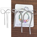 Silver bow long tassel earrings showing dimensions of 3.5cm width and 6.5cm height - Length 6.5cm Style / Silver