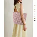 Pink woven leather tote bag for women shown as a stylish large capacity shoulder bag - Pink