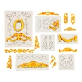 DIY Silikonformen für Vintage Relief-Fondant mit goldenen Rahmen und Blumenmustern - Graues 6-Teiliges Set / Grau