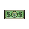 Green enamel dollar bill pin featuring SpongeBob cartoon character on white background - SpongeBob Dollar Bill Style (QHXZ2368)