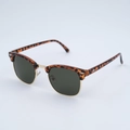 Occhiali da sole Clubmaster polarizzati con montatura tartarugata e dettagli dorati - Leopardo Montura Dorata Lenti Verde Scuro