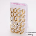 Polished gold pentagon hoop earrings in stainless steel, OD 19x16.5mm size - Large (19*16.5mm) / 18K Gold