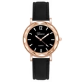 Montre à quartz Geneva avec cadran noir, boîtier or rose et bracelet noir mat - Noir