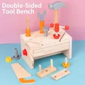 Kids wooden tool bench set with colorful toy hammers screws and wrenches - Multifunctional Tool Box (English Color Box)