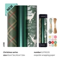 Papier cadeau de Noël motif écossais et élan avec cordes et autocollants décoratifs - Ensemble de Papier Cadeau 2 (Avec Accessoires)