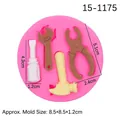 Molde de silicona rosa con formas de martillo y llave para decoración de fondant casero - Estilo 2 / Rosa