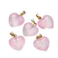 Macro shot of five translucent pink heart pendants with golden metal loops - Small Heart Pink (10pcs/pack)
