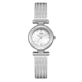 Silver GEDI women's watch with mother of pearl dial and mesh strap on white background - Silver Case White Dial