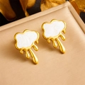Boucles d'oreilles en acier inoxydable doré avec design de nuage fondu et texture marbre - E6111