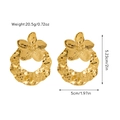 Detail of gold floral earrings with hammered texture rings showing weight and dimensions - Gold Circle Flower Dangle