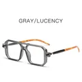 Fashionable oversized square sunglasses in transparent grey with tortoiseshell temples - Clear Gray Frame Clear Lens
