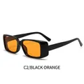 Modische rechteckige Sonnenbrille mit schwarzem Rahmen und orangefarbenen Gläsern - Schwarzer Rahmen Orangefarbene Gläser