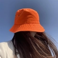 Classic cotton bucket hat in bright orange for women with sun protection and casual style - Adjustable / Orange Red