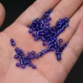 Deep blue transparent glass seed beads with silver lined core for DIY jewelry making - 4mm / 15g / Dark Blue