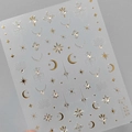 5D geprägte Stern- und Mond-Nagelaufkleber mit Gold- und Silberfoliendetails TL-056 - Stern Mond Gold/Silber (TL056)