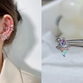 Silver celestial earring set with moon, star charms and colorful aurora stones - EGD46 Aurora Star Moon Connector
