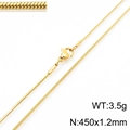 Golden titanium snake bone chain necklace 450x1.2mm with lobster clasp for men women - Gold 450mmx1.2mm(KN287811-Z)