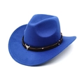 Detail of blue western cowboy hat featuring a bull head metal ornament and woven band - M (56-58cm) / Sapphire Blue