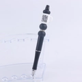 Detail of DIY beaded pen with black body and funny white coffee cup silicone topper - 1#Good Morning Humorous