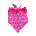 Detail of pink Valentine's Day pet bandana with Be My Valentine print and heart pattern - One Size / Rose Pink Love You Bandana (QRSJ008)