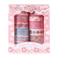 Pink sakura theme washi tape set with gold foil accents in decorative window gift box - Early Sakura Late Flowers - Light Pink
