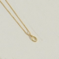 Minimalist gold necklace with polished letter O oval pendant and fine chain link - Letter O(OXL2998)