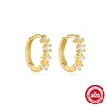 Elegant gold S925 sterling silver hoop earrings with shimmering white cubic zirconia stones - Multi-row Pave Zirconia
