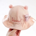 Pink baby bucket sun hat with Meow embroidery and cute 3D cat doll decoration - 8 Months-3 Years (46-50cm) / 26 Pink (Cat Style)