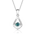 S925 sterling silver necklace featuring a teardrop pendant with a deep teal blue moissanite stone - Moissanite Blue Green Stone Silver