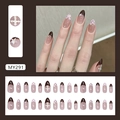 Roze en bruine French press-on nagels met zilveren kruisaccenten en sterpatronen - Sterrenrivier Lijm Stijl (MY291)