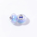 Polished resin opal faceted beads with colorful laser pattern and silver metal core - Royal Blue