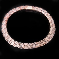 Goldene 16mm Panzerkette im Hip-Hop-Stil mit H-Buchstaben und Strassbesatz - 20cm / Roségold