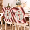Christmas dining chair covers featuring nutcracker pattern on red and white stripes - YT03-13 (Red White Stripe Nutcracker)