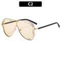 Lunettes de soleil bouclier avec monture dorée et verres marron, style C2 - Monture Dorée Verres Jaune Clair