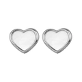Minimalist silver heart stud earrings with white shell inlay for a refined women's look - Silver Heart Shell Stud Earrings (JZE844-01)