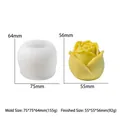 Detailed size specifications for 3D rose silicone mold and finished flower product - 2.5 Medium Rose Bud