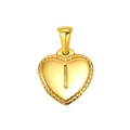 Golden heart-shaped pendant with beaded edge and engraved letter I in polished finish - Heart Initial I Pendant (SP151G-I)