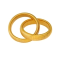 Golden Tubogas snake-bone stretch bracelet with fine textured metal rings - 16mm Gold Double Loop