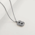 Polished silver bubble letter B pendant necklace in stainless steel with cross chain - Letter B / Silver