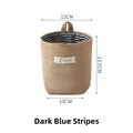 Cotton linen hanging storage bag wall mounted organizer pocket for dorm bedroom use - Deep Blue Stripe