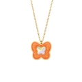 Schicke 18K vergoldete Edelstahlkette mit orangefarbenem Glitzer-Schmetterlingsanhänger - Acryl Strass Schmetterling Anhänger Halskette - Orange