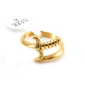Sword-shaped 18k gold plated stainless steel ring in size 8 with detailed hilt - US 8 / Gold