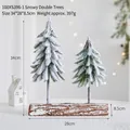 Mini double sapin de Noël artificiel enneigé avec socle en bois hauteur 34cm - Double Arbre Enneigé