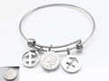 Silver Sagittarius constellation bangle with engraved Optimistic charm pendants - Silver Sagittarius (KB88085-Z)
