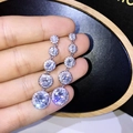 Elegant silver earrings with a vertical gradient of five sparkling round cubic zirconia stones - Silver/AAA Zirconia