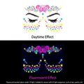 Luminous face tattoo FA-002 with neon butterflies and stars for music festivals - FA-002